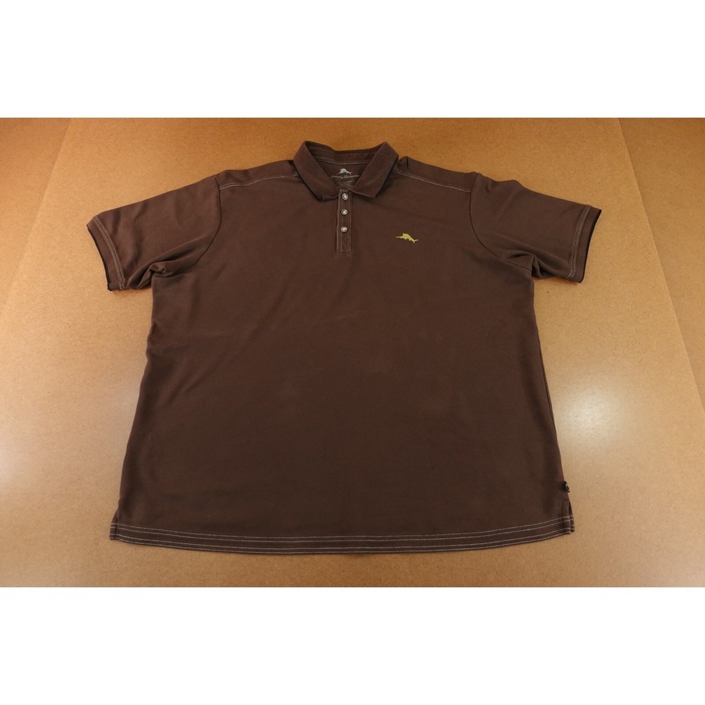 Tommy Bahama Mens Size XXL dark Brown Knit Short Sleeve Polo Shirt‎